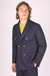 Unlined double-breasted wool blazer