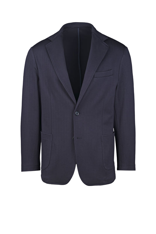 Unlined Single-Breasted Jersey Herringbone Blazer