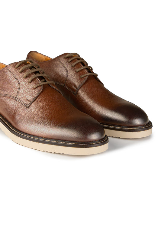 Textured Leather Lace-Up Derby Shoes