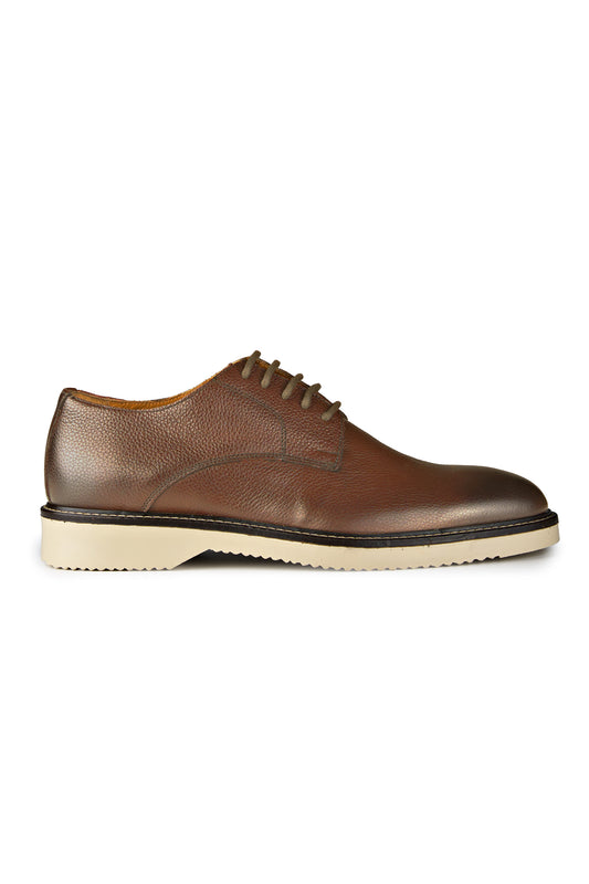 Textured Leather Lace-Up Derby Shoes