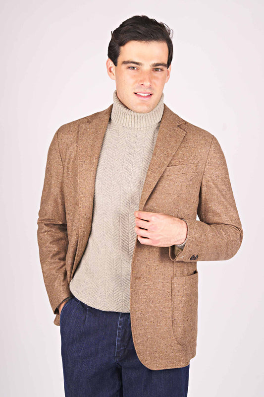 Unstructured Wool & Cashmere Single-Breasted Jacket