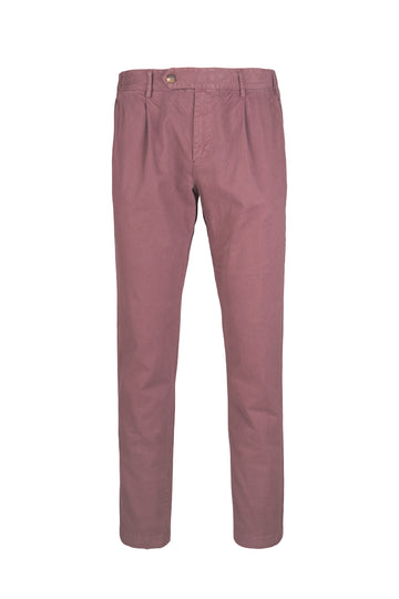 Stretch Cotton Twill Chino Pants with Pleats