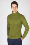 High-Neck Wool-Blend Intarsio Knit Sweater