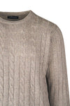 Fine Cable-Knit Crew Neck Sweater