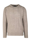 Fine Cable-Knit Crew Neck Sweater