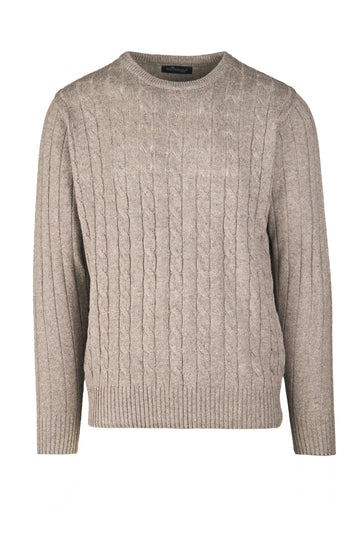 Fine Cable-Knit Crew Neck Sweater