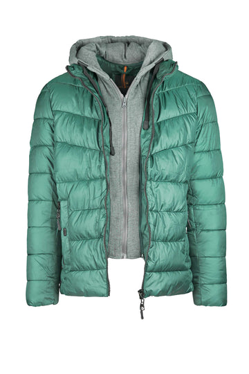 Puffer Jacket with Removable Hoodie Bib