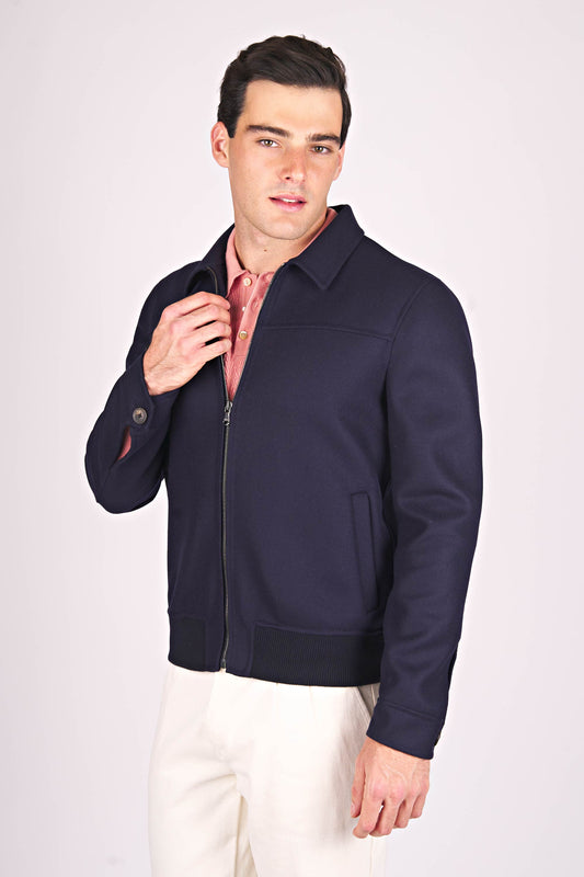 Unlined Double-Cloth  Wool & Cashmere Zip Jacket