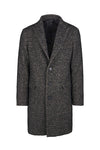 Single-Breasted Herringbone Wool Coat