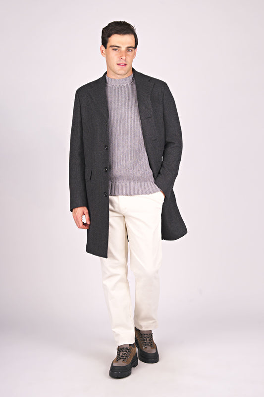 Unlined Singlebreasted Pure Cashmere Wool Coat