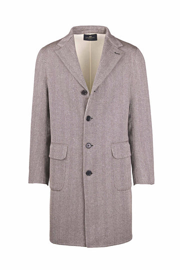 Unlined Herringbone Pure Cashmere Coat