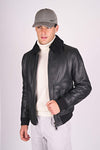 Full-Grain Leather Aviator Jacket with Shearling Lining