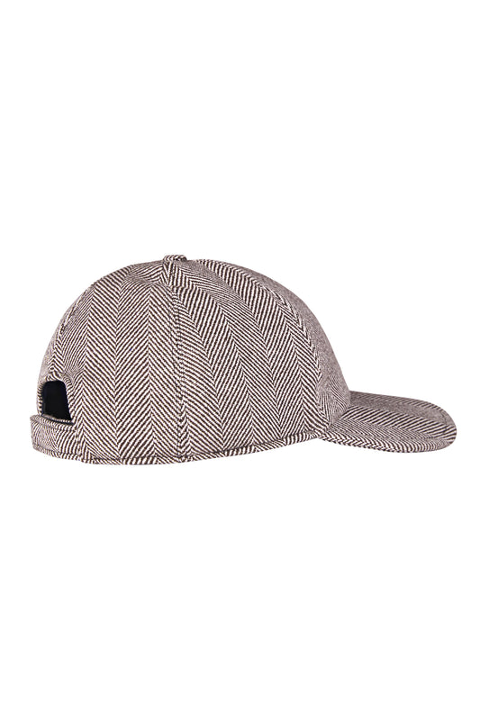 Cashmere Wool Herringbone Baseball Cap