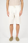 Striped Linen Blend Pleated Shorts