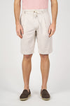 Striped Linen Blend Pleated Shorts