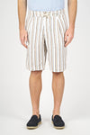 Striped Linen Blend Pleated Shorts